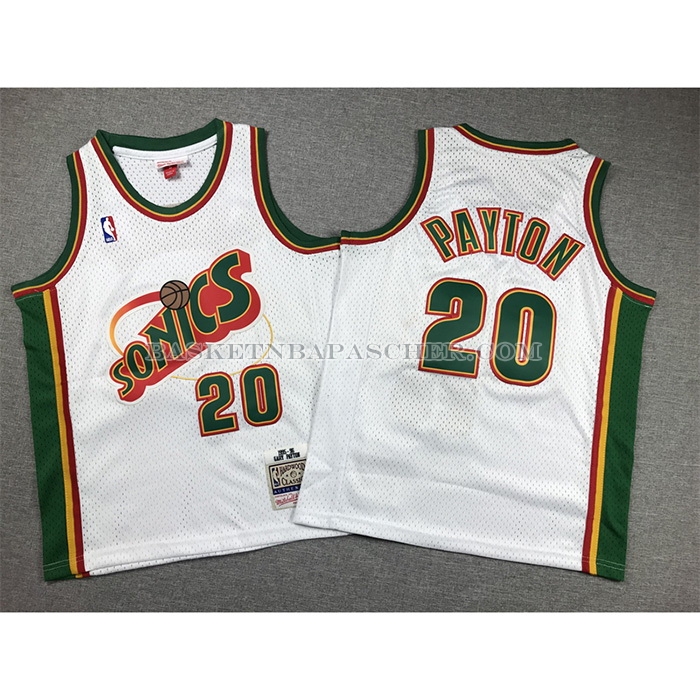 Maillot Enfant Seattle Supersonics Gary Payton NO 20 Historic Retro Blanc